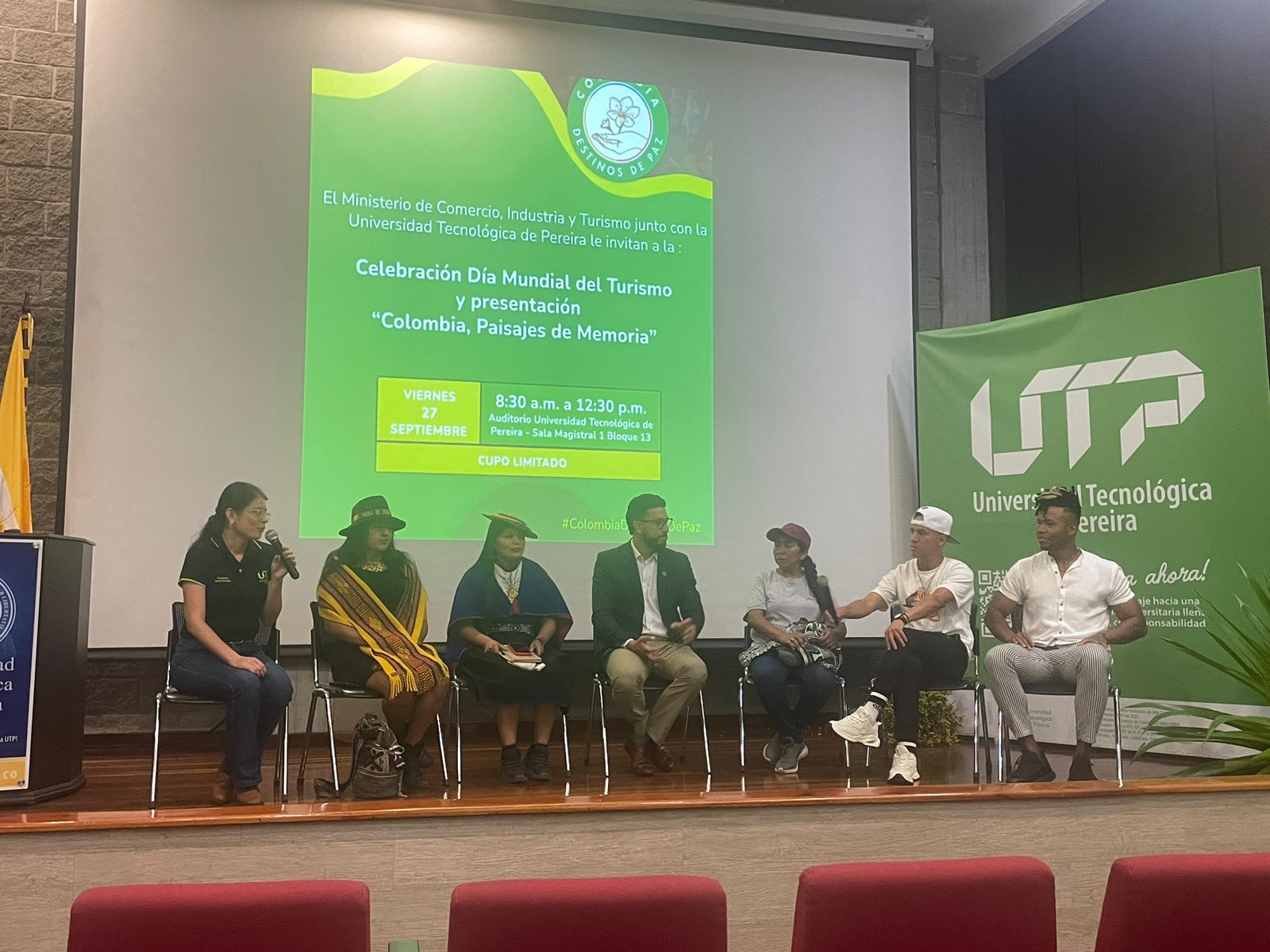 En el marco de la celebración del Día Mundial del Turismo, la Universidad Tecnológica de Pereira desde la Facultad de Ciencias Ambientales fue anfitriona de un evento de gran relevancia nacional que se llevó a cabo simultáneamente en 10 ciudades de Colombia. Con la presentación de la nueva impronta de país "Colombia, Paisajes de Memoria", este encuentro organizado por el Viceministerio de Turismo en alianza con el Ministerio de Comercio, Industria y Turismo, buscó reflexionar sobre el turismo como una herramienta clave para la construcción de paz y la resignificación de territorios históricamente afectados por la violencia.