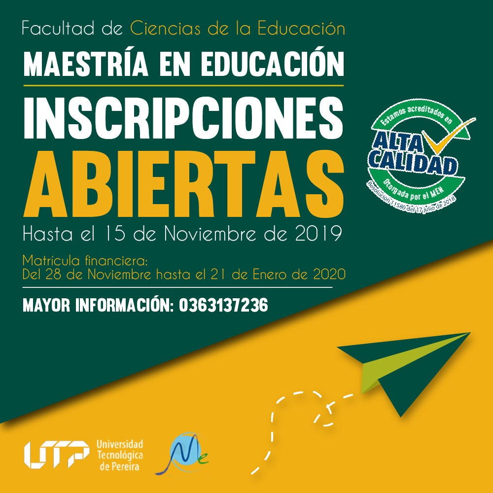 Abiertas las inscripciones de la Maestría en Educación en modalidad de investigación