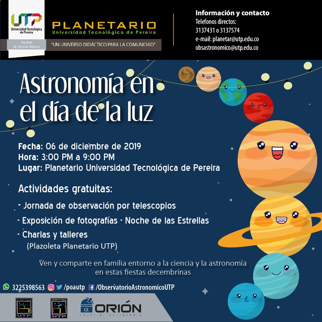 Invitación Astronomía en el Día de la Luz UTP 2019