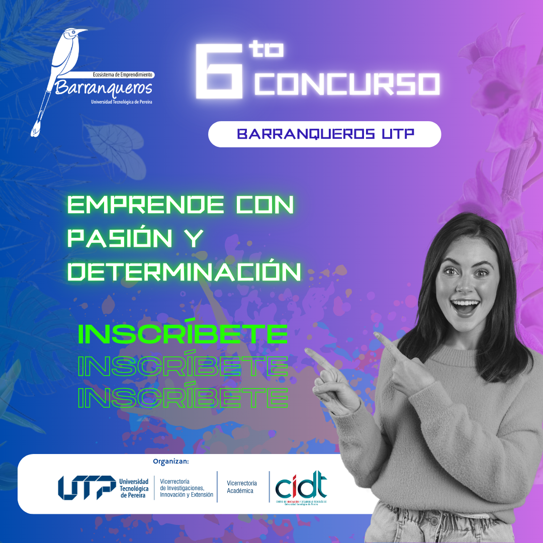 Nos complace informar a toda la comunidad universitaria, que se han ampliado los plazos de inscripción para el 6to Concurso Barranqueros UTP. Ahora, tendrán hasta el 15 de septiembre de 2024 a las 11:59 PM para inscribirse y participar.