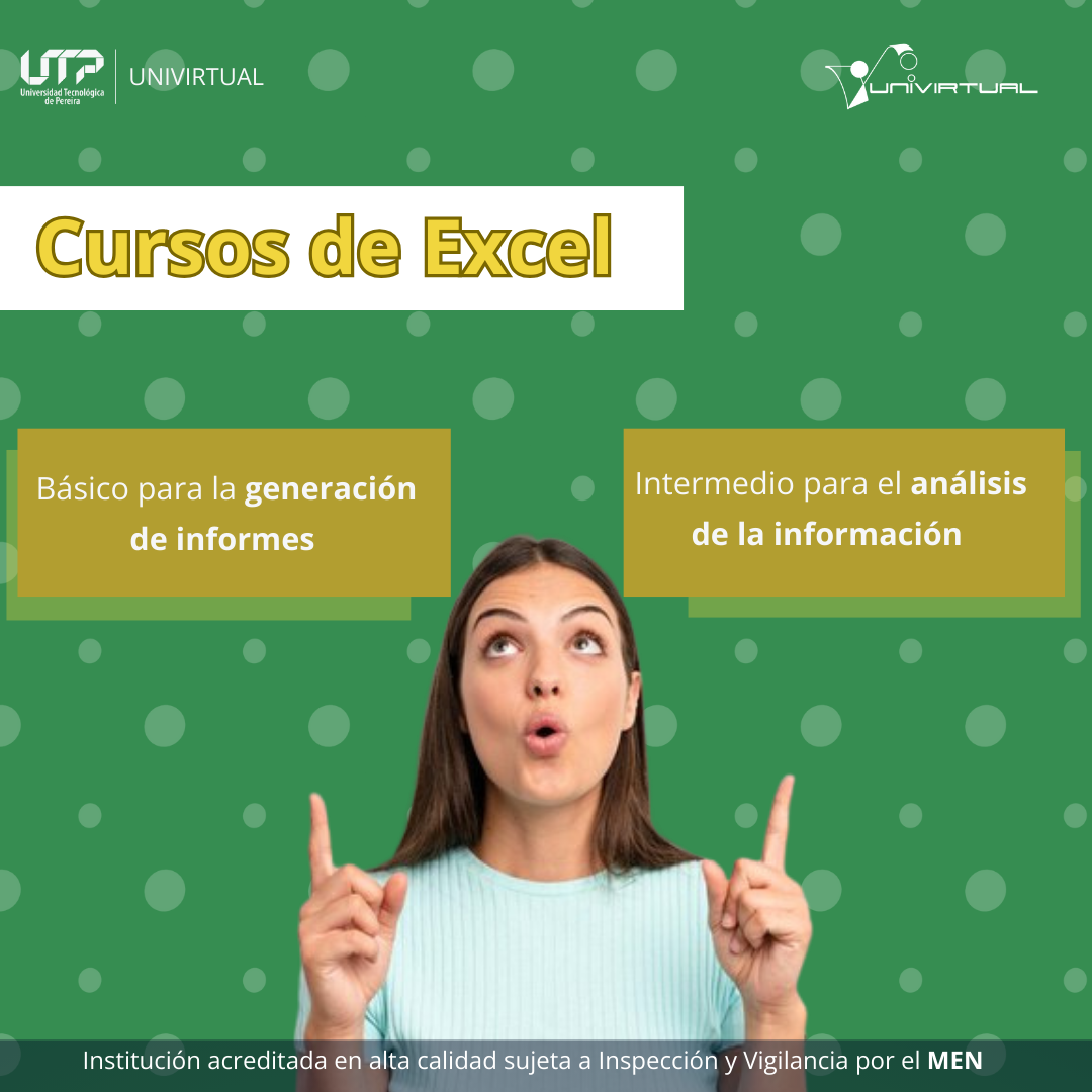 Desde UniVirtual y el Comité de Capacitación Administrativa, invitamos a todo el personal administrativo de la Universidad Tecnológica de Pereira a participar en esta convocatoria especial para fortalecer sus competencias en el uso de Microsoft Excel, herramienta clave en la gestión y análisis de información en entornos laborales.