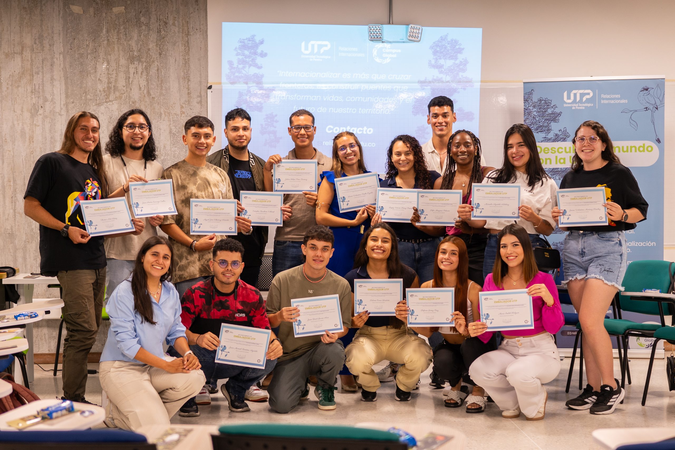La Oficina de Relaciones Internacionales de la Universidad Tecnológica de Pereira, llevó a cabo un emotivo evento de reconocimiento a los Embajadores UTP, estudiantes que participaron en programas de movilidad saliente durante el primer semestre del 2025.