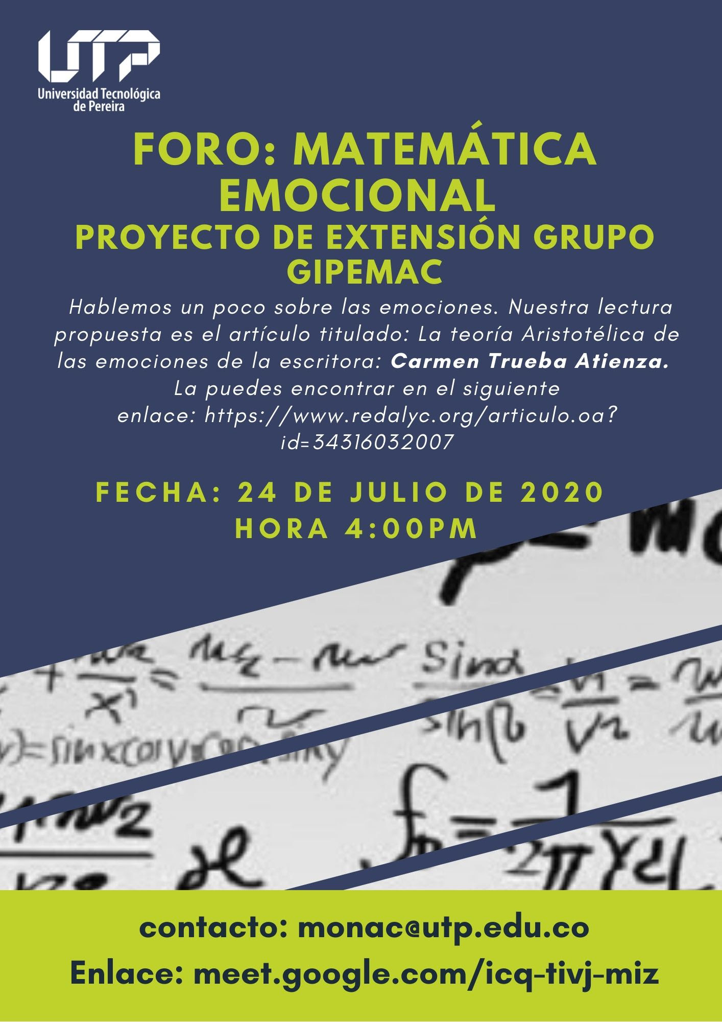Foro: Matemática Emocional, Proyecto de Extensión grupo GIPEMAC