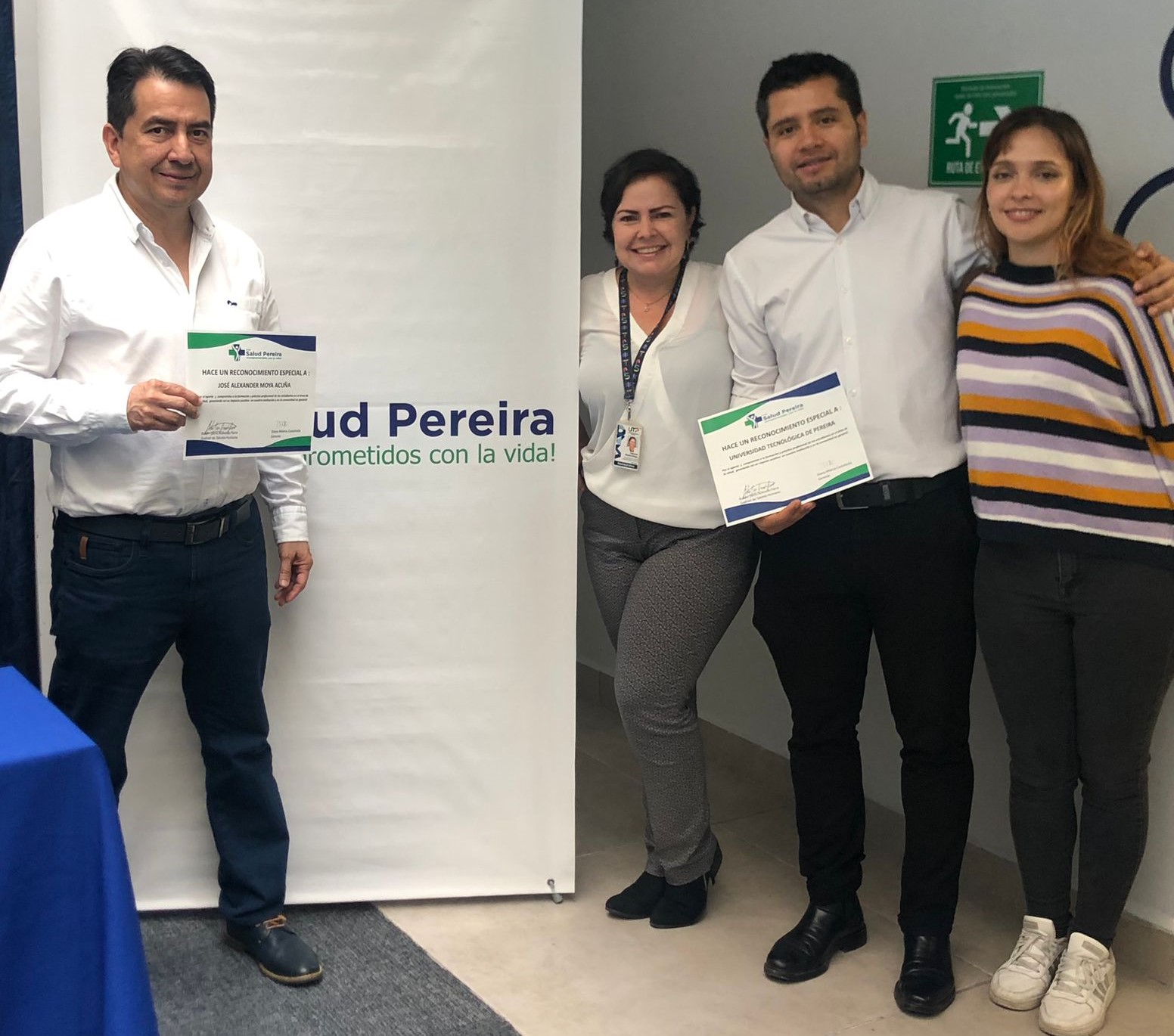 La E.S.E Salud Pereira hizo un reconocimiento a la Universidad Tecnológica de Pereira, por sus valiosos aportes y trabajo realizado en el proceso de Habilitación de la E.S.E Salud Pereira, como Escenario de Práctica de Docencia Servicio para los programas en Ciencias de la Salud de la UTP.  