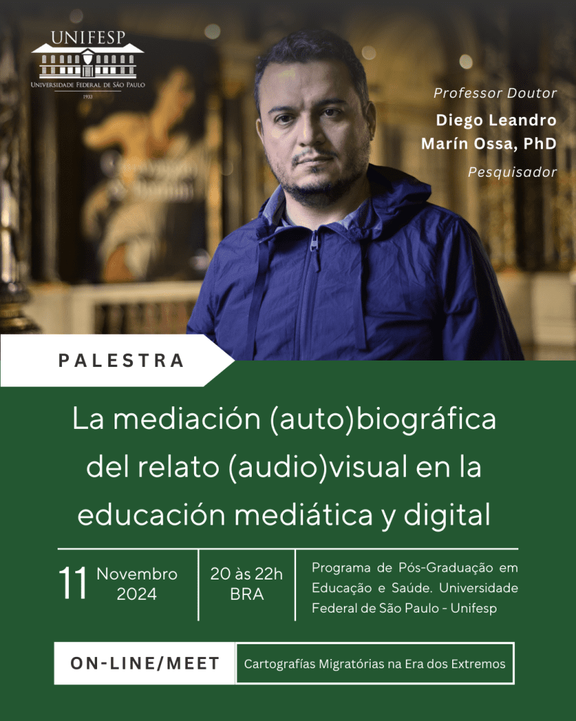 El profesor Diego Leandro Marín Ossa, PhD., docente e investigador de la Universidad Tecnológica de Pereira (UTP), fue invitado a la Universidad Federal de São Paulo (UNIFESP) para liderar un seminario de investigación como parte del posgrado en Educación y Salud. El evento tuvo lugar el pasado 11 de noviembre, en el marco de la disciplina "Cartografias Migratórias na Era dos Extremos", con la participación de profesores, investigadores y estudiantes de maestría y doctorado.