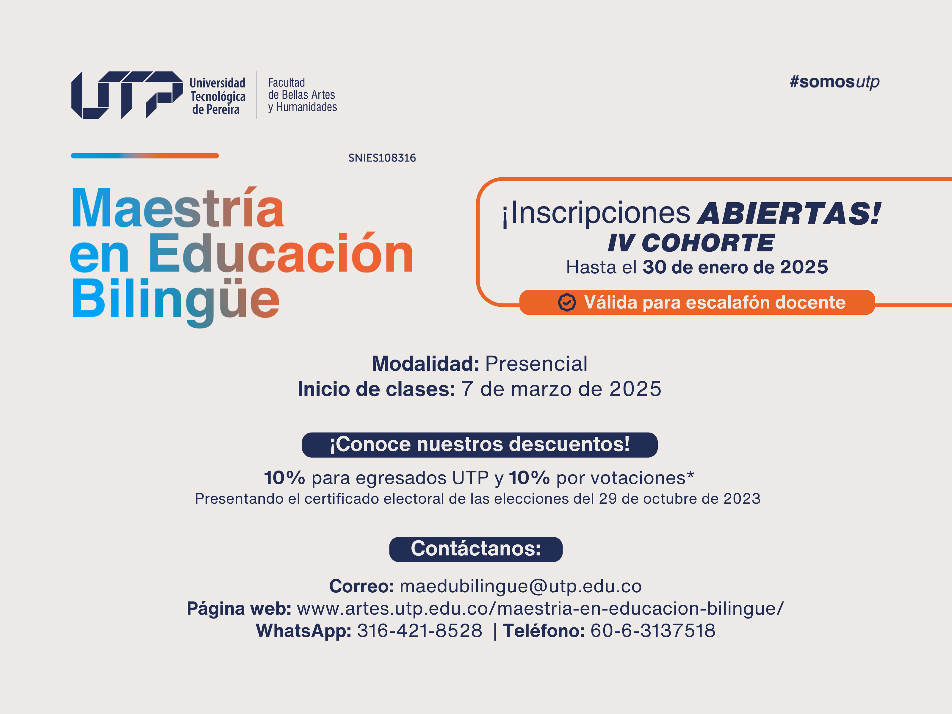 Con un enfoque en el desarrollo de competencias profesionales avanzadas, la Maestría en Educación Bilingüe está orientada a la evaluación, diseño, implementación y propuesta de proyectos, programas y políticas innovadoras para la educación bilingüe. Asimismo, fomenta la reflexión crítica sobre la praxis docente y promueve acciones educativas que contribuyen a la mejora continua de los procesos de enseñanza y aprendizaje del inglés, impulsando el desarrollo de competencias bilingües en los estudiantes.