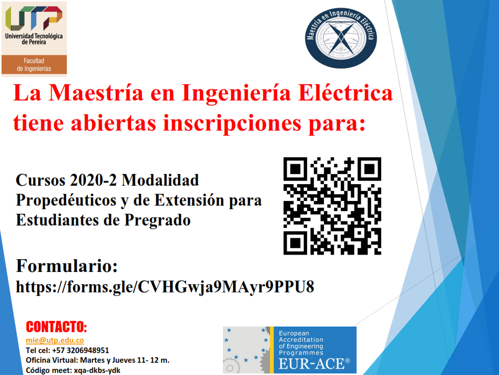 Inscripciones abiertas en cursos de Extensión y Propedéuticos Maestría en Ingeniería Eléctrica 