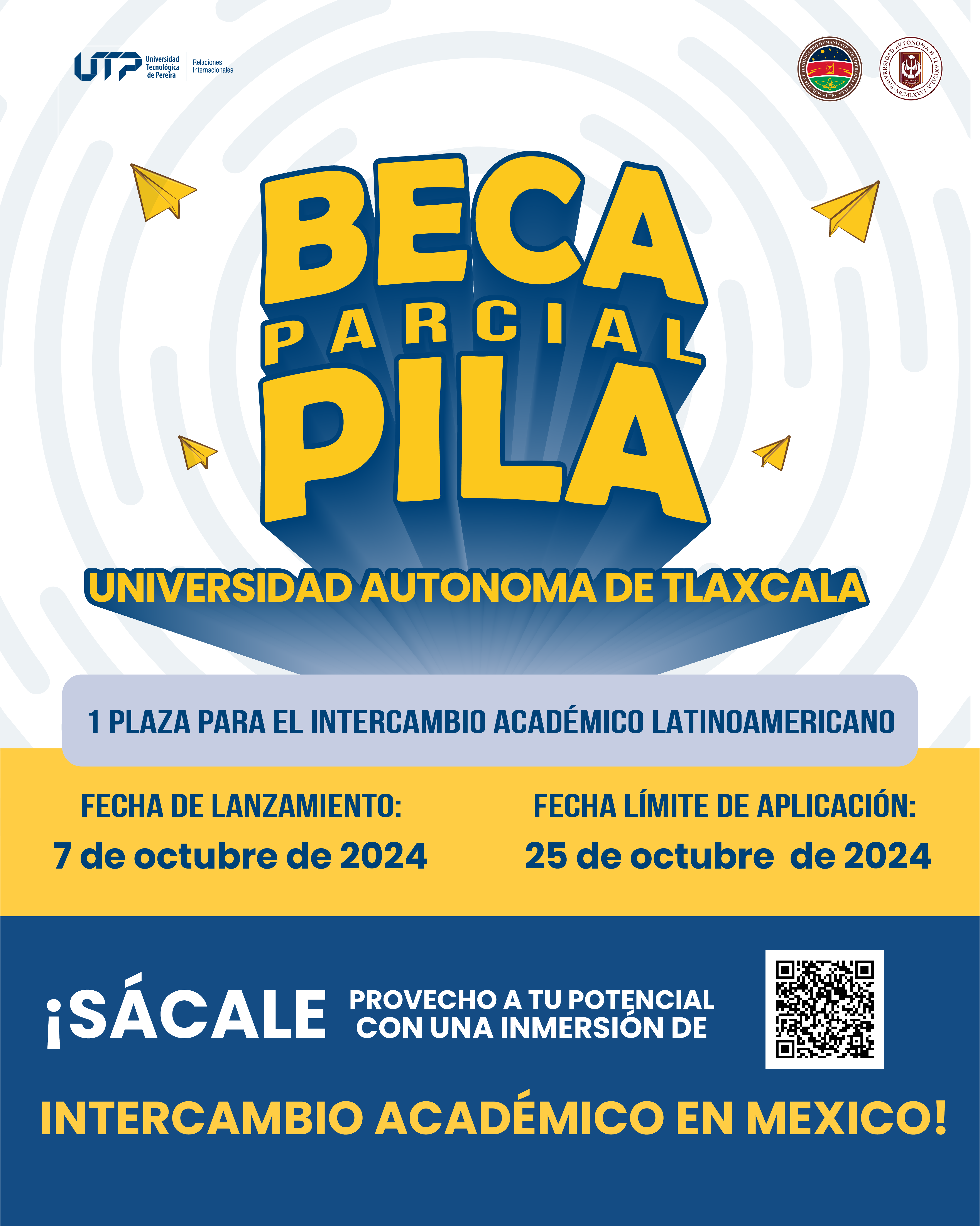 La Universidad Tecnológica de Pereira, en colaboración con la Universidad Autónoma de Tlaxcala, invita a los estudiantes a participar en el programa de intercambio académico PILA.