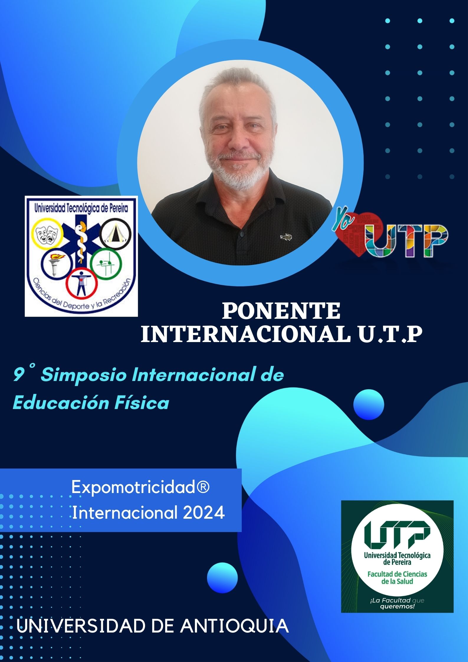 El docente Magíster Luis Guillermo García García, adscrito al programa Ciencias del Deporte y la Recreación de la Facultad de Ciencias de la Salud de la Universidad Tecnológica de Pereira (UTP), será uno de los ponentes en el 9° Simposio Internacional de Educación Física y la 5° Conferencia Internacional sobre la Formación de los Profesionales del Campo. Este destacado evento se llevará a cabo en el marco del congreso Expomotricidad® Internacional 2024, organizado por la Universidad de Antioquia, del 15 al 18 de octubre, y contará con la participación de 25 países y aproximadamente 4.000 asistentes.