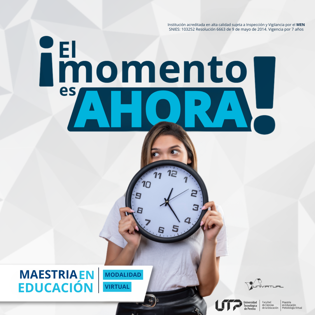La Universidad Tecnológica de Pereira informa a su comunidad institucional que se encuentra abierta la convocatoria para acceder a becas parciales en la Maestría en Educación, ofertada en modalidad 100% virtual. Esta iniciativa forma parte del compromiso institucional con la excelencia académica y el fortalecimiento de las trayectorias formativas de egresados, docentes y personal administrativo.