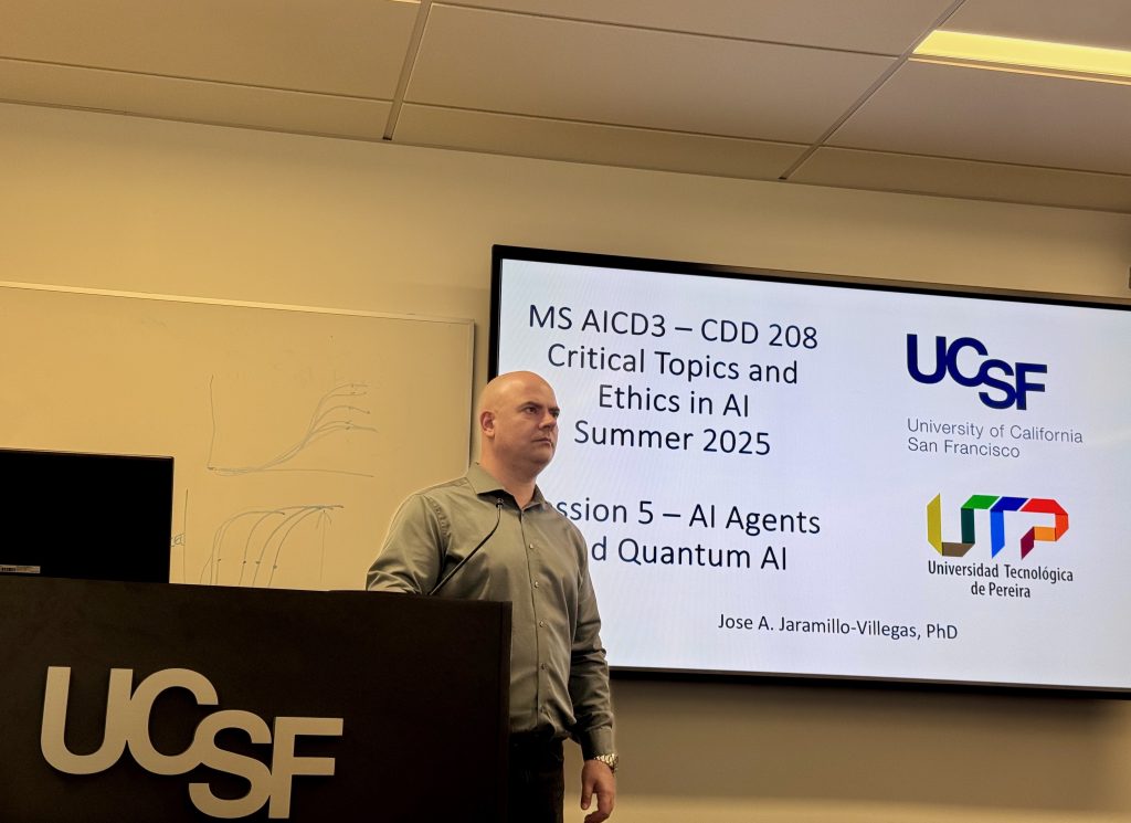 El profesor José Alfredo Jaramillo Villegas, director de la Maestría en Ingeniería de Sistemas y Computación de la Universidad Tecnológica de Pereira, fue invitado a dictar un curso especializado en la Universidad de California en San Francisco (UCSF), una de las instituciones más destacadas en el ámbito de la ciencia médica y la salud a nivel mundial.