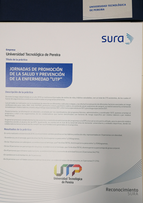 Reconocimiento de SURA a la Universidad Tecnológica de Pereira