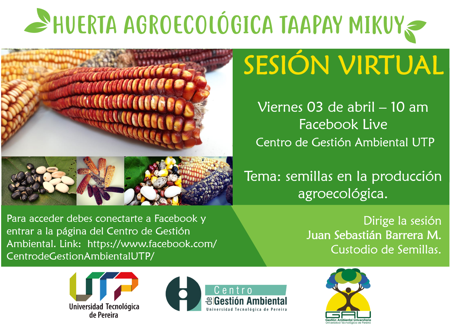 Semillas para la producción agroecológica, sesión virtual de la Huerta Universitaria Tappay Mikuy -CGA
